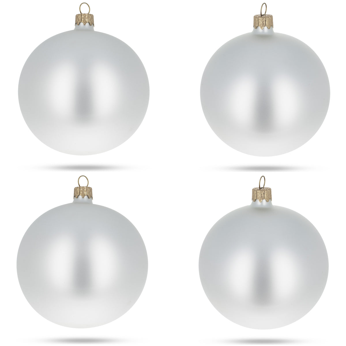 Buy Set Of 4 Matte White Glass Ball Christmas Ornaments 4 Inches Bestpysanky 6376