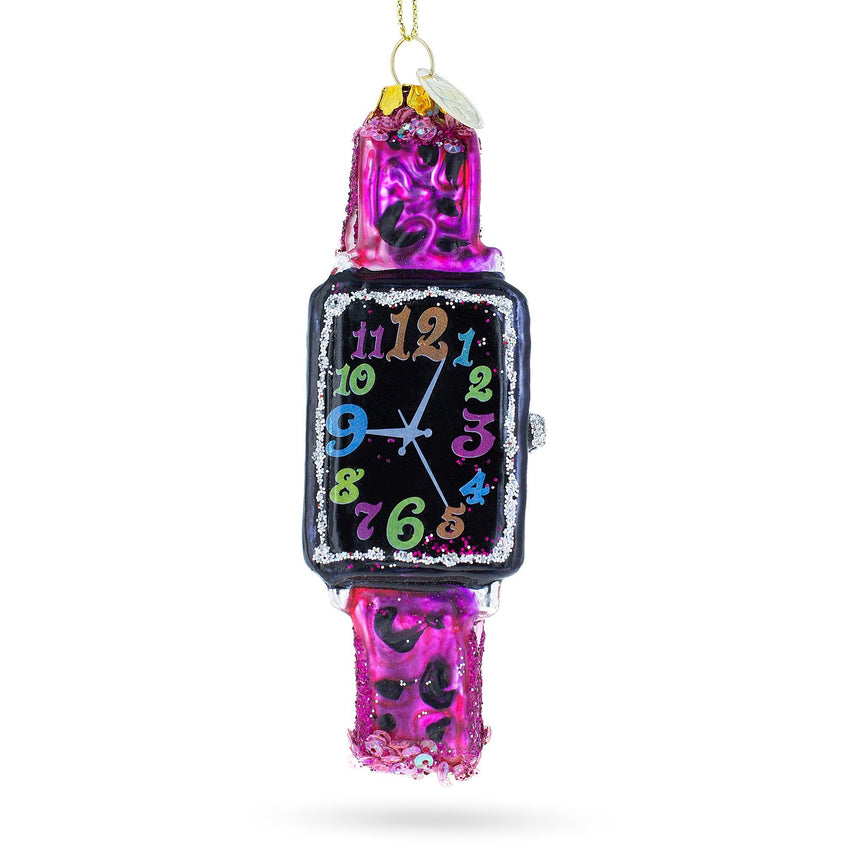 Glass Trendy Fashion Watch Blown Glass Christmas Ornament in Multi color