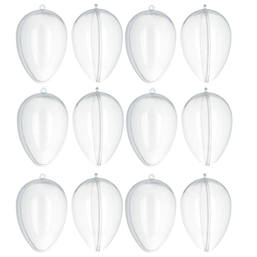 Plastic Set of 12 Clear Fillable Openable Clear Plastic Eggs Ornaments 3.7 Inches in Clear color