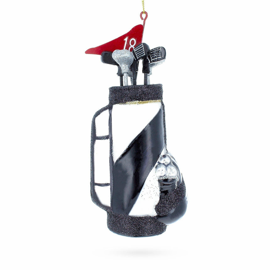 Glass Sporty Golf Bag with Clubs Blown Glass Christmas Ornament in Multi color