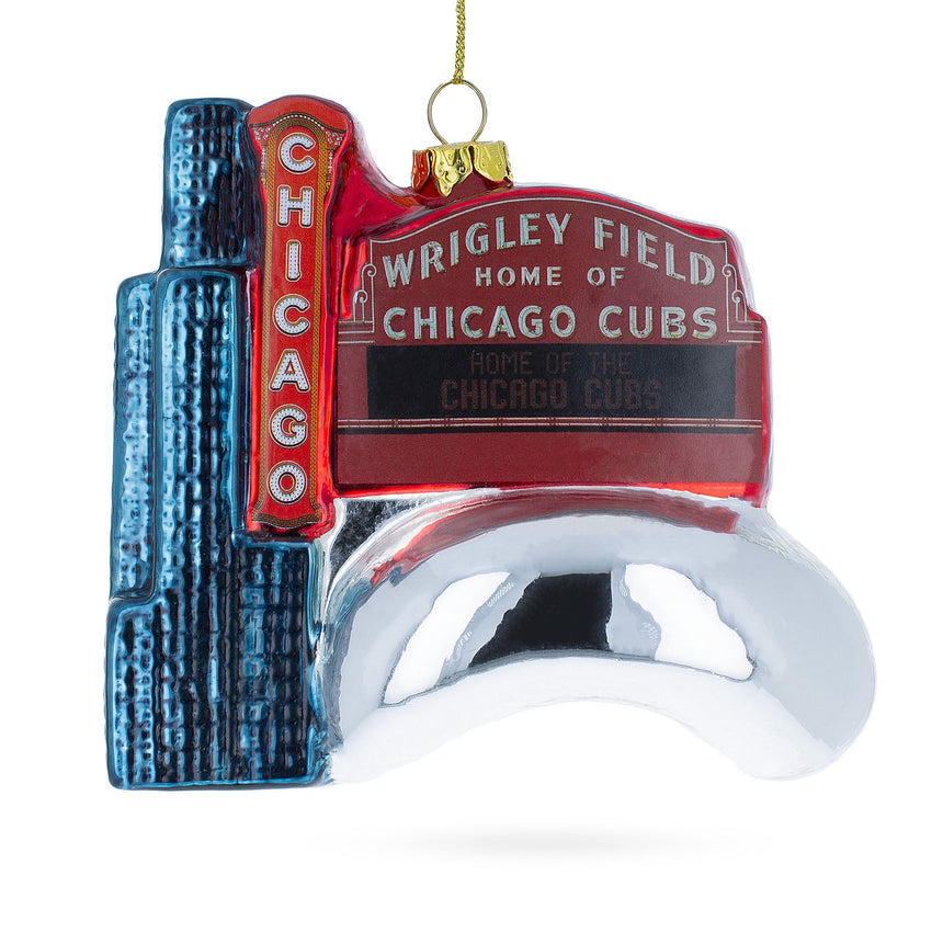 Glass Captivating Chicago Attractions Glass Christmas Ornament in Multi color