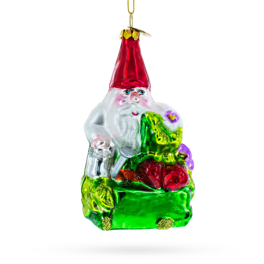 Glass Enchanting Gnome Blown Glass Christmas Ornament in Multi color