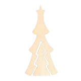 Wood Unfinished Standing Wooden Double Christmas Tree Shape Cutout DIY Craft 9.5 Inches in Beige color Triangle