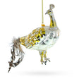 Glass Regal Golden Peacock Blown Glass Christmas Ornament in Gold color