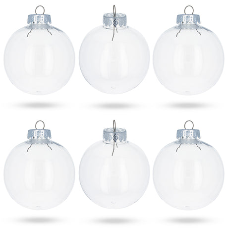 Plastic Set of 6 Clear Plastic Christmas Ball Ornaments DIY Craft 3.27 Inches in Clear color Round