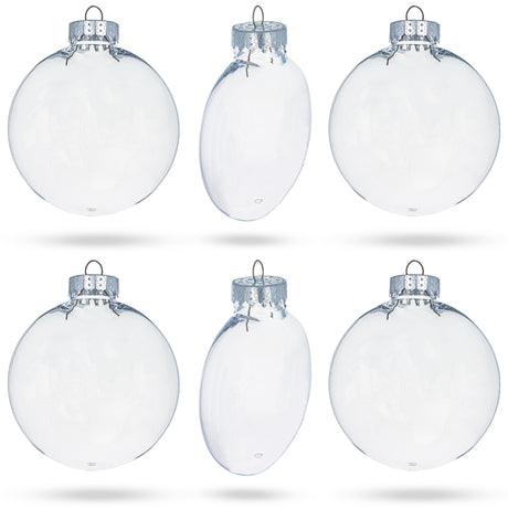 Plastic Set of 6 Clear Plastic Christmas Ornaments DIY Craft 3.15 Inches in Clear color Round