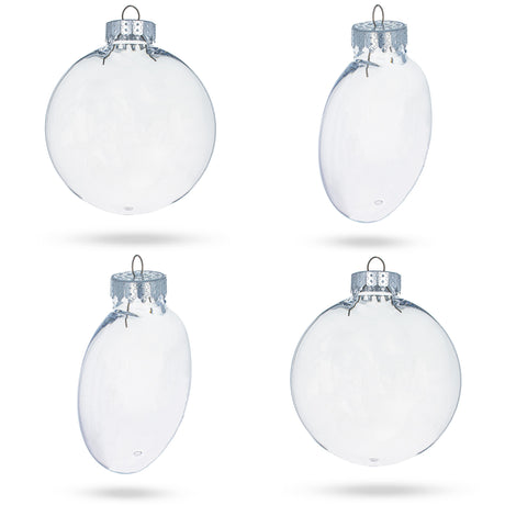 Plastic Set of 4 Clear Plastic Christmas Ornaments DIY Craft 3.94 Inches in Clear color Round