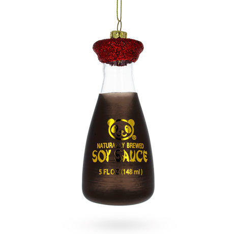 Glass Soy Sauce Glass Christmas Ornament in Black color