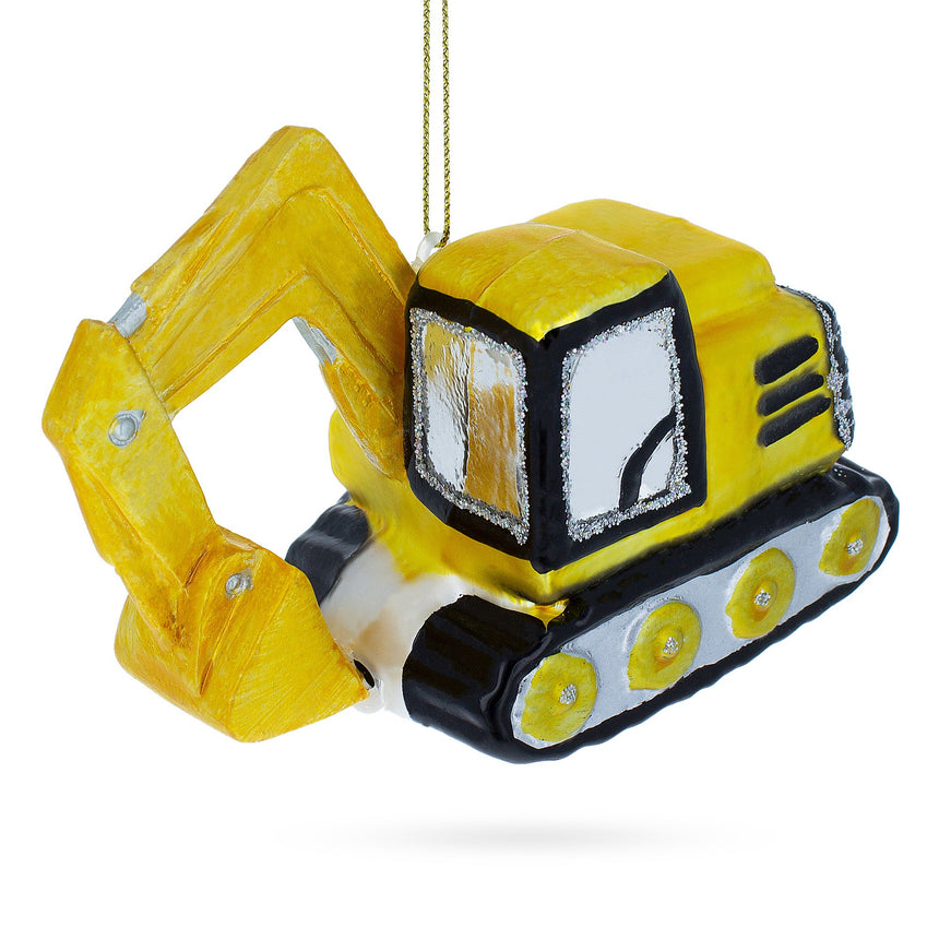 Glass Mighty Excavator Blown Glass Christmas Ornament in Multi color