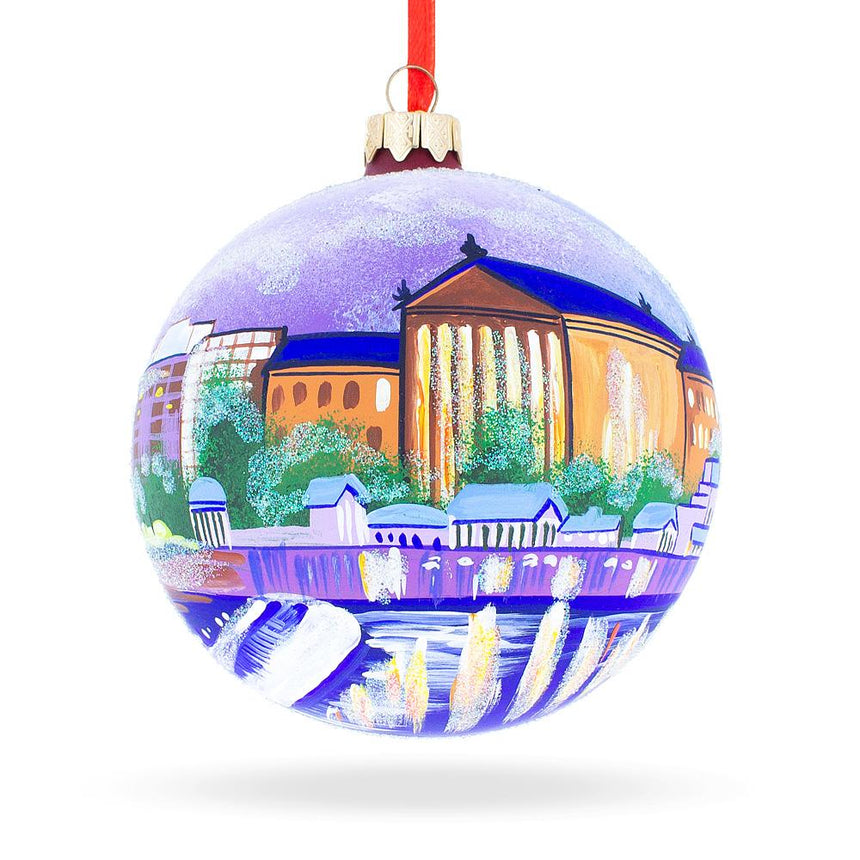 Glass Philadelphia, Pennsylvania Glass Ball Christmas Ornament 4 Inches in Multi color Round