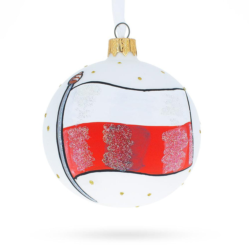 Glass Flag of Poland Glass Ball Christmas Ornament 3.25 Inches in Multi color Round