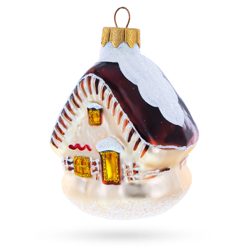 Glass Snow-Covered Cozy House Mini Glass Christmas Ornaments in Multi color