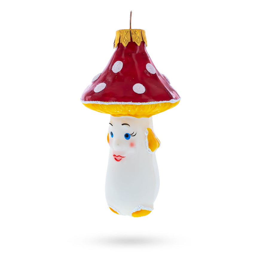 Glass Walking Mushroom Mini Glass Christmas Ornament in Multi color