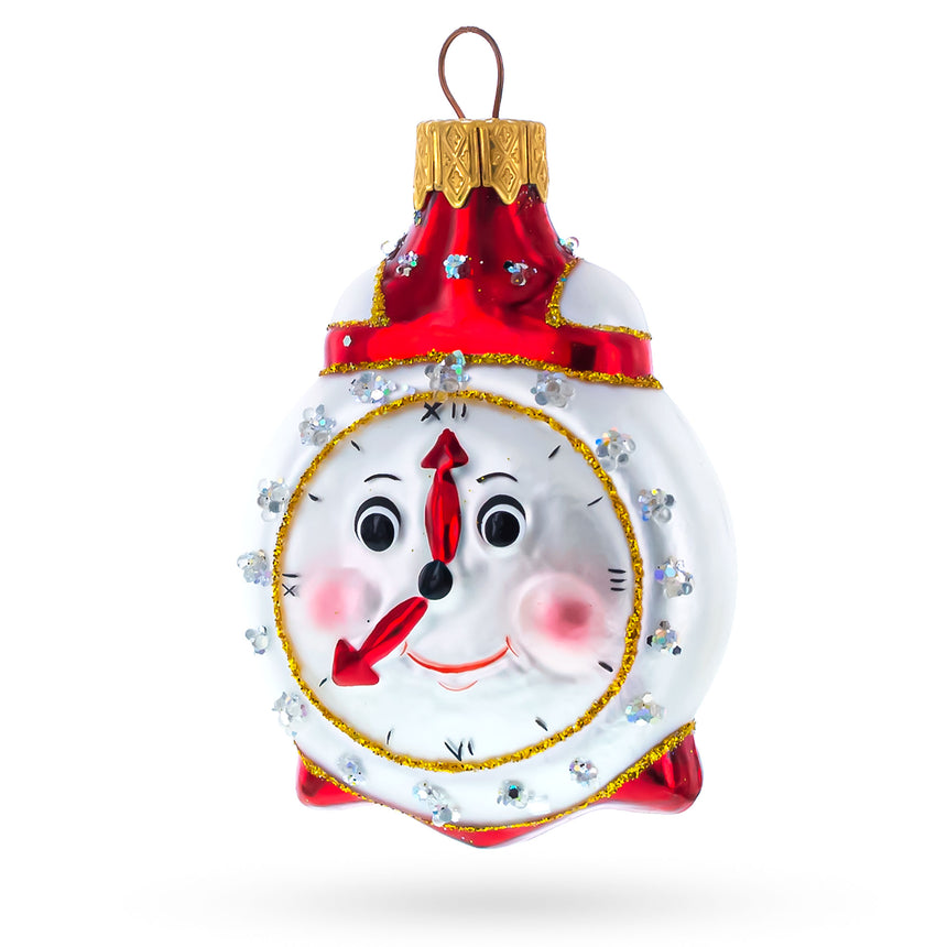 Glass Cheerful Alarm Clock Mini Glass Christmas Ornament in Multi color