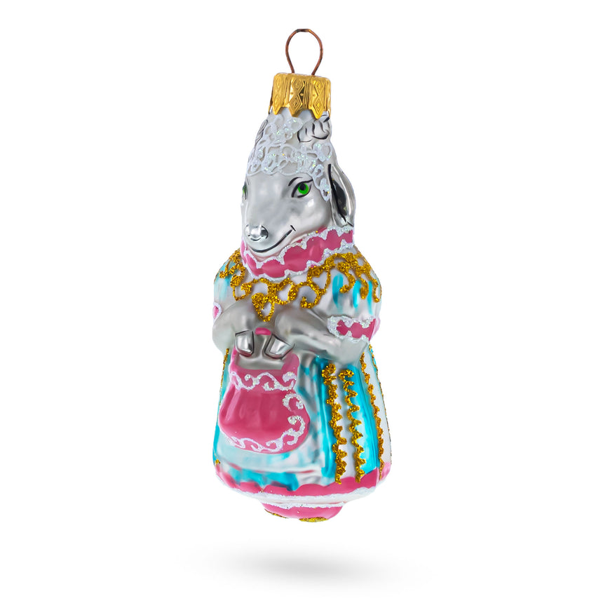 Glass Koza Dereza (The Tricky Goat) Fairy Tale Mini Glass Christmas Ornament in Multi color