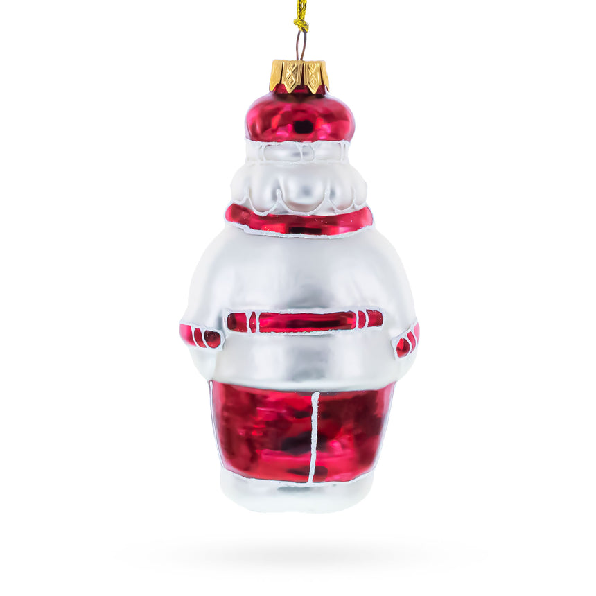 Santa the Cook Mini Glass Christmas OrnamentUkraine ,dimensions in inches: 5.4 x 2.67 x 2.67