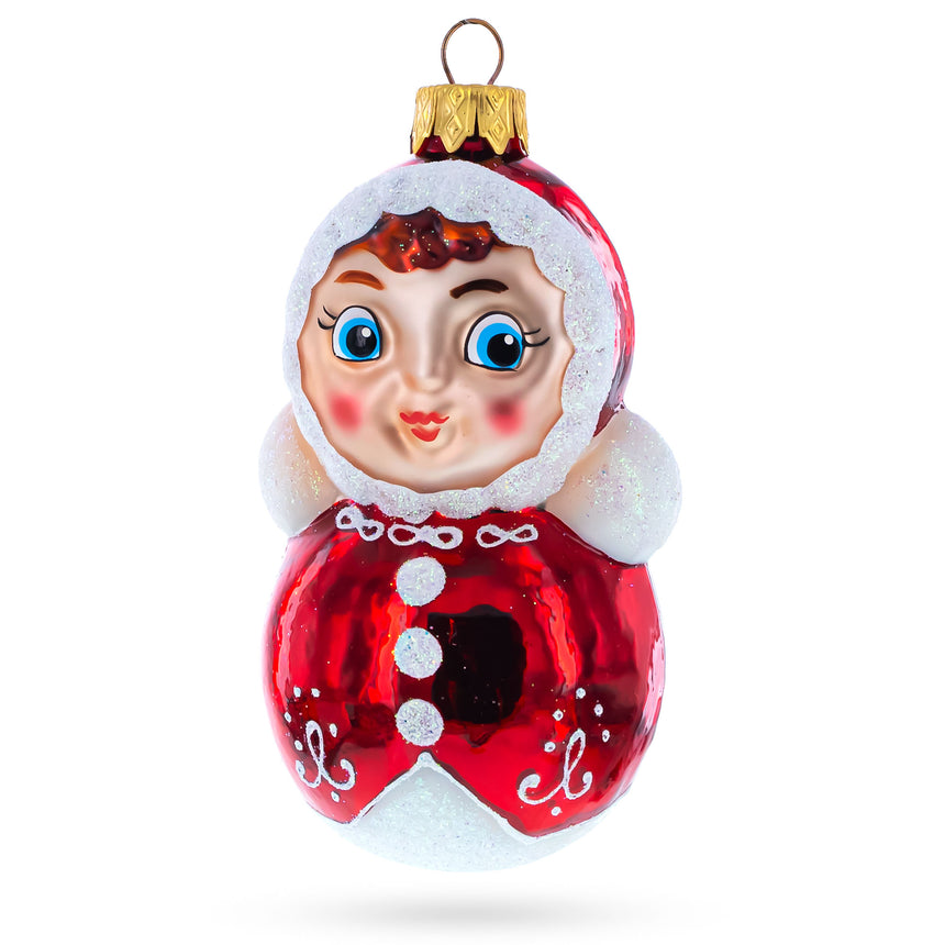 Glass Roly-Poly Doll Mini Glass Christmas Ornament in Multi color