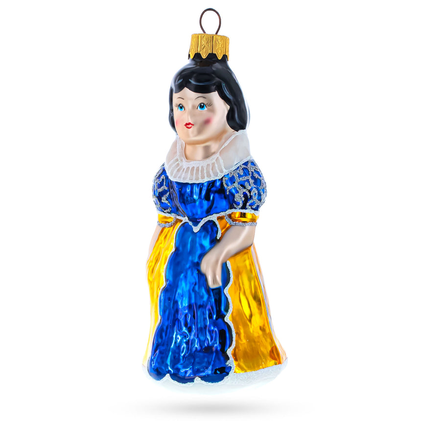 Glass Snow White Princess Mini Glass Christmas Ornament in Blue color