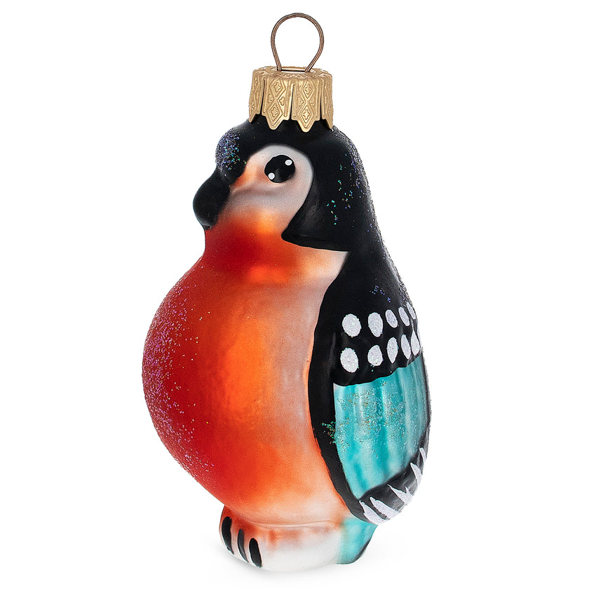 Glass Bullfinch Bird Mini Glass Christmas Ornament in Multi color