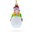 Glass Girl Making a Snowball Mini Glass Christmas Ornament in Multi color