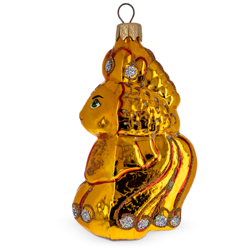 Glass Shiny Goldfish Mini Glass Christmas Ornament in Gold color