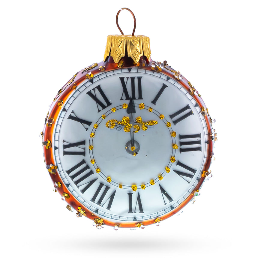 Glass Pocket Watch with White Dial Mini Glass Ornament 3.2 Inches in Multi color Round