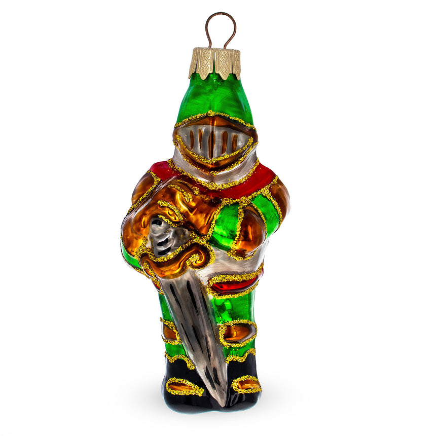 Glass Knight Holding Sword Mini Glass Christmas Ornament in Multi color