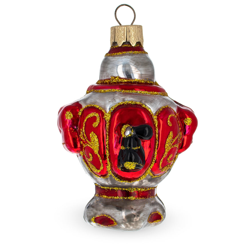 Glass Samovar Teapot Mini Glass Christmas Ornament in Red color