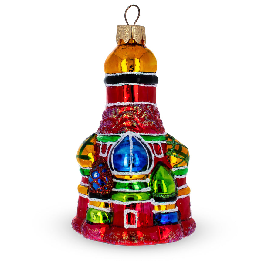 Glass Cathedral Mini Glass Christmas Ornament in Red color