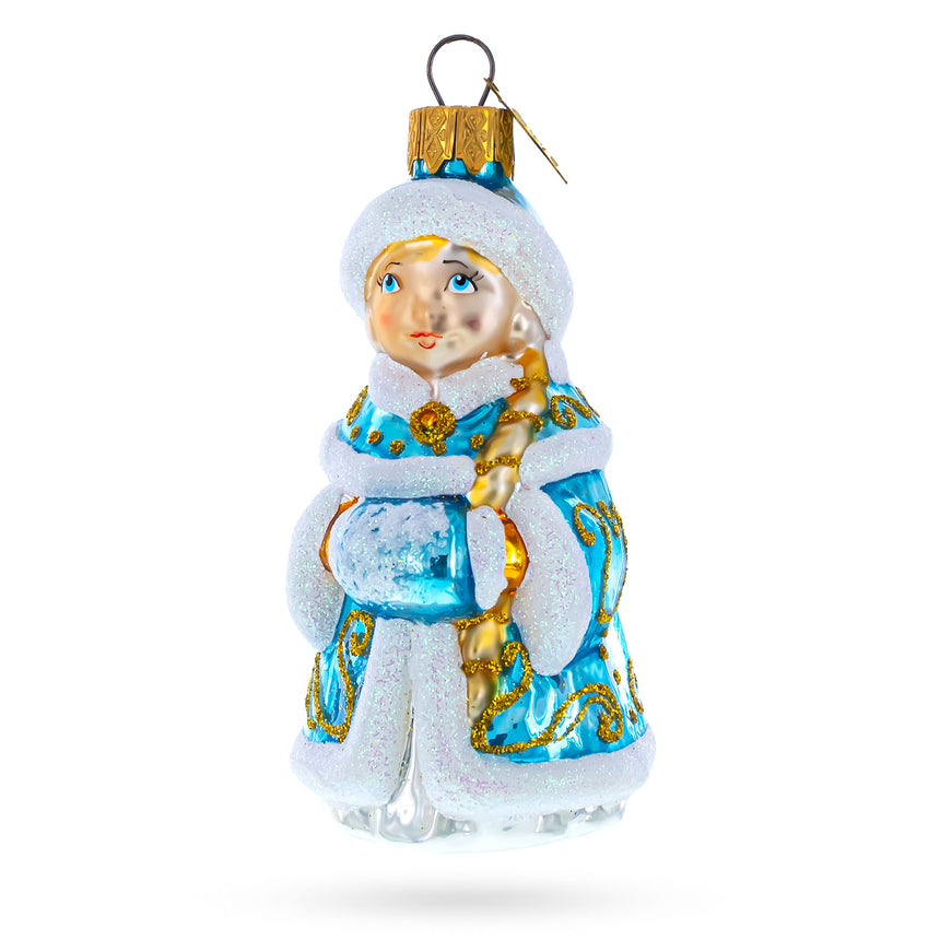 Glass Snigurochka Snow Maiden Mini Glass Christmas Ornament in Multi color