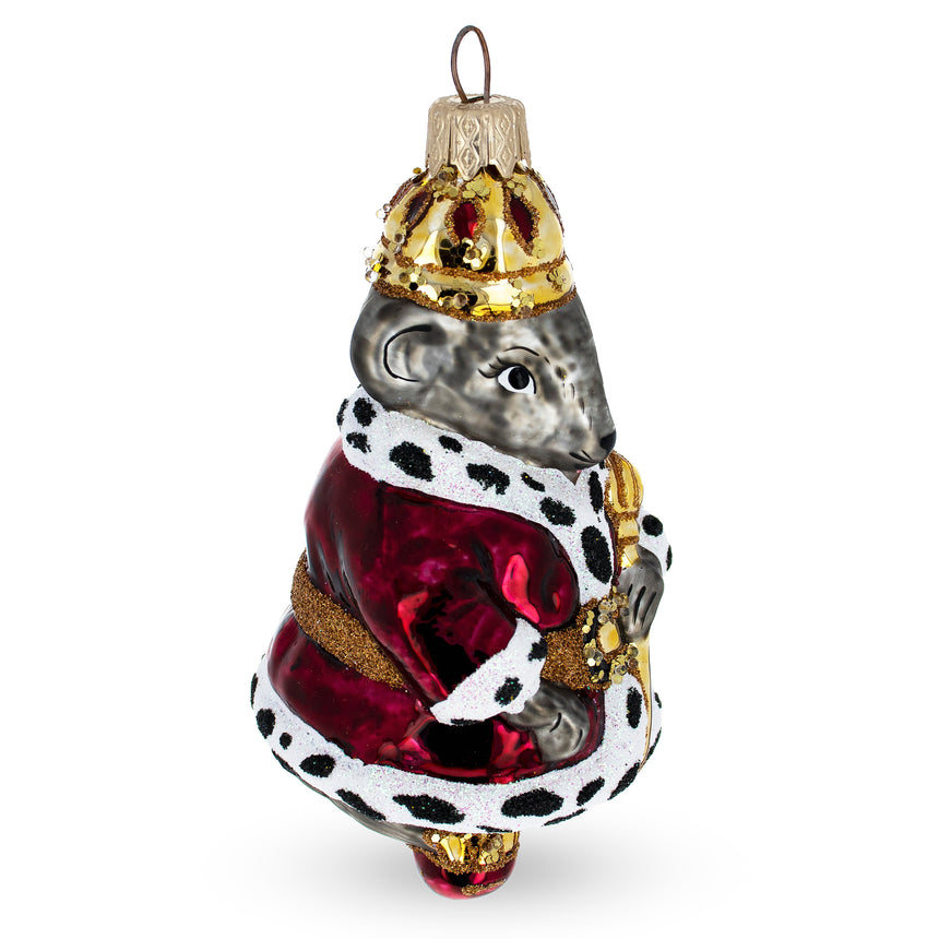 Glass Mouse King Glass Christmas Ornament in Multi color