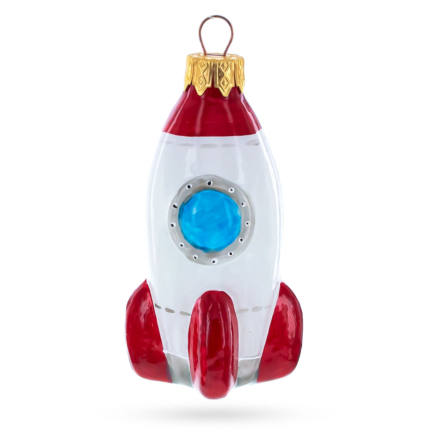 Glass Space Rocket Mini Glass Christmas Ornament in Multi color