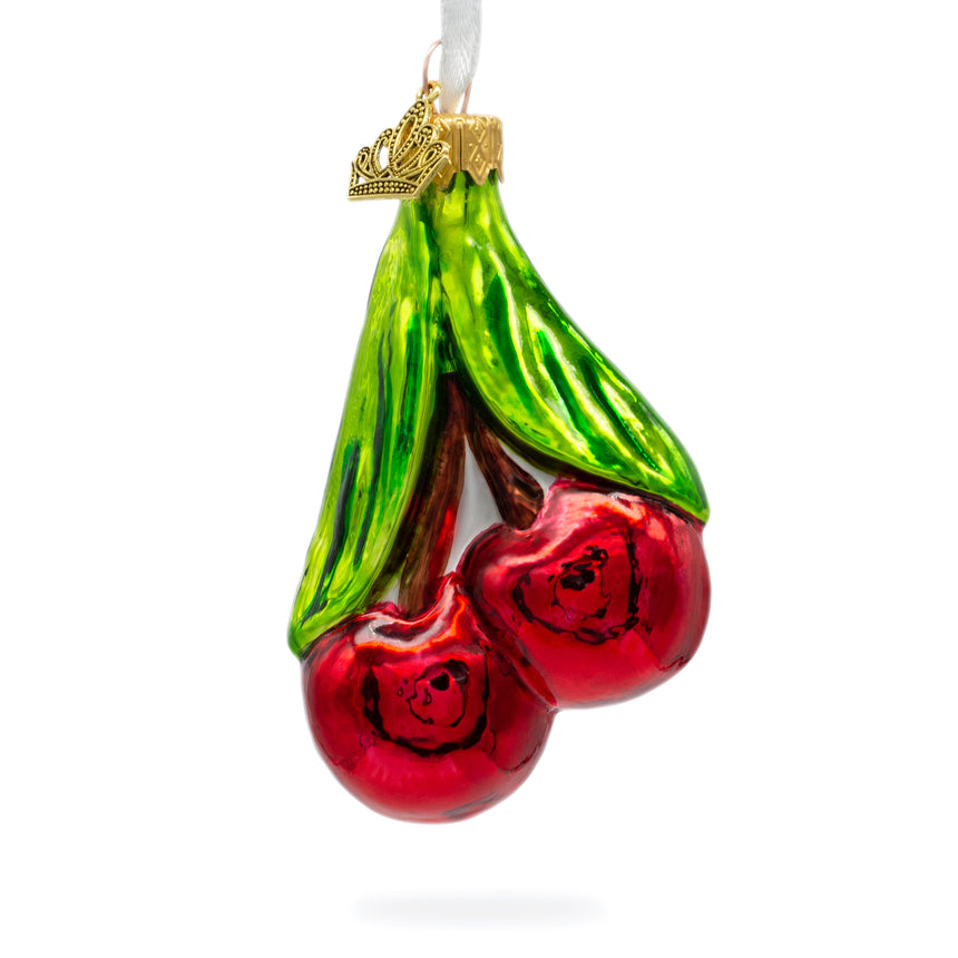 Glass Cherry Glass Christmas Ornament in Red color