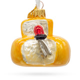 Glass Cheese Head Mini Glass Christmas Ornament in Yellow color