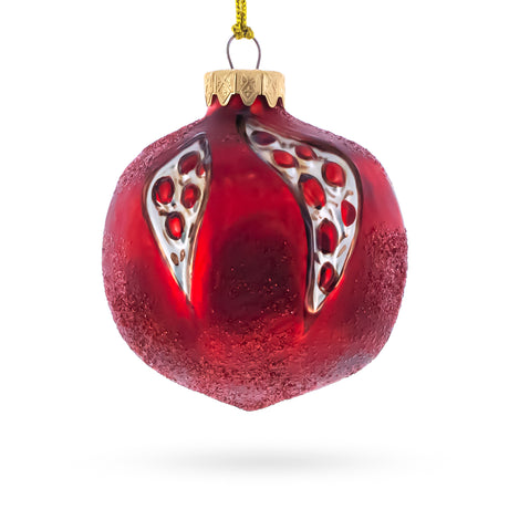 Glass Pomegranate Glass Christmas Ornament in Red color Round