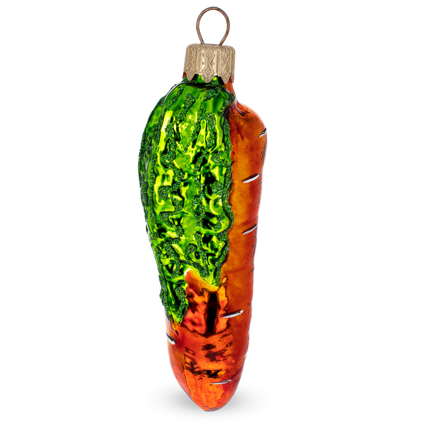 Glass Shiny Carrot Mini Glass Christmas Ornament in Red color