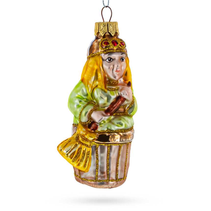 Glass Baba Yaga Folk Tale Character Mini Glass Christmas Ornament in Multi color