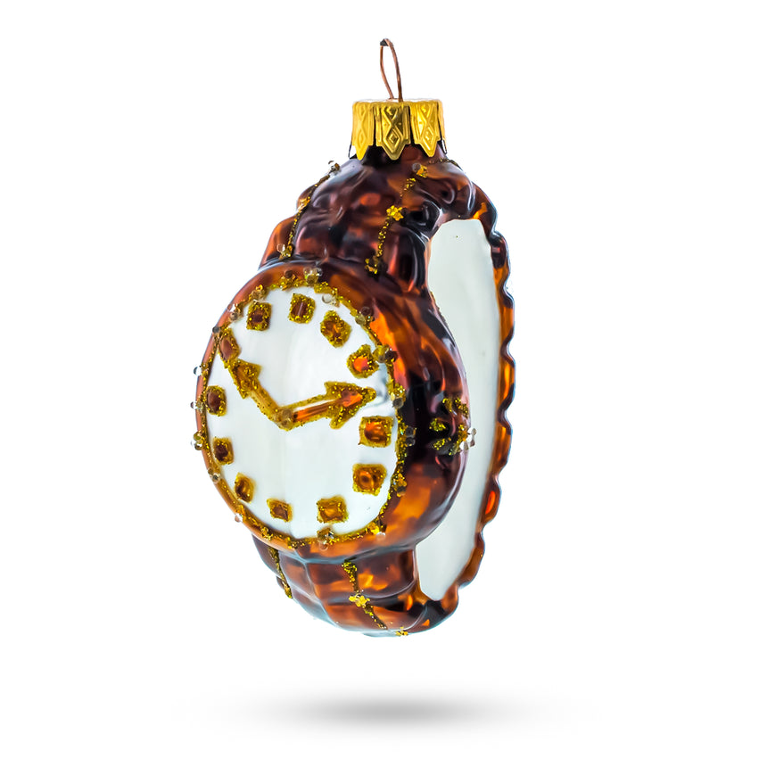 Glass Brown Watch Mini Glass Christmas Ornament in Brown color