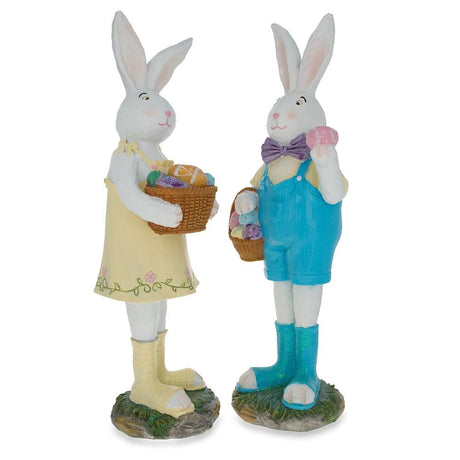 BestPysanky online gift shop sells Hand-painted Easter bunny figurines Resin bunny collectibles Artisan Easter bunnies Spring figurine set Easter table centerpiece