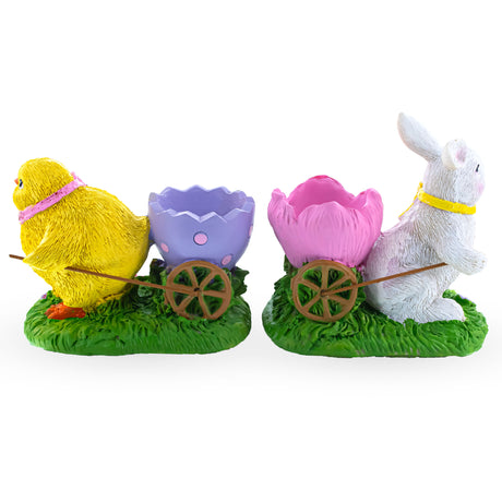 Shop Springtime Symphony Hand-Painted Egg Holder Figurines 5 Inches. Buy Easter Figurines Bunnies Multi  Resin for Sale by Online Gift Shop BestPysanky Hand-painted Easter bunny figurines Resin bunny collectibles Artisan Easter bunnies Spring figurine set Easter table centerpiece