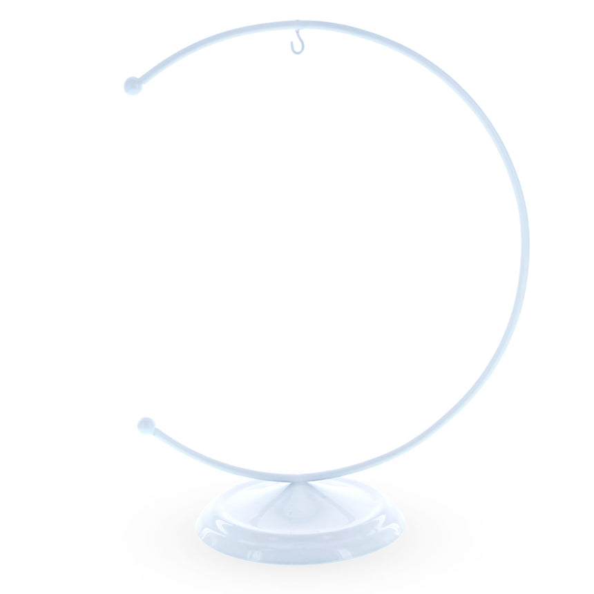 Metal White Crescent Metal Ornament Display Stand 5.9 Inches in White color