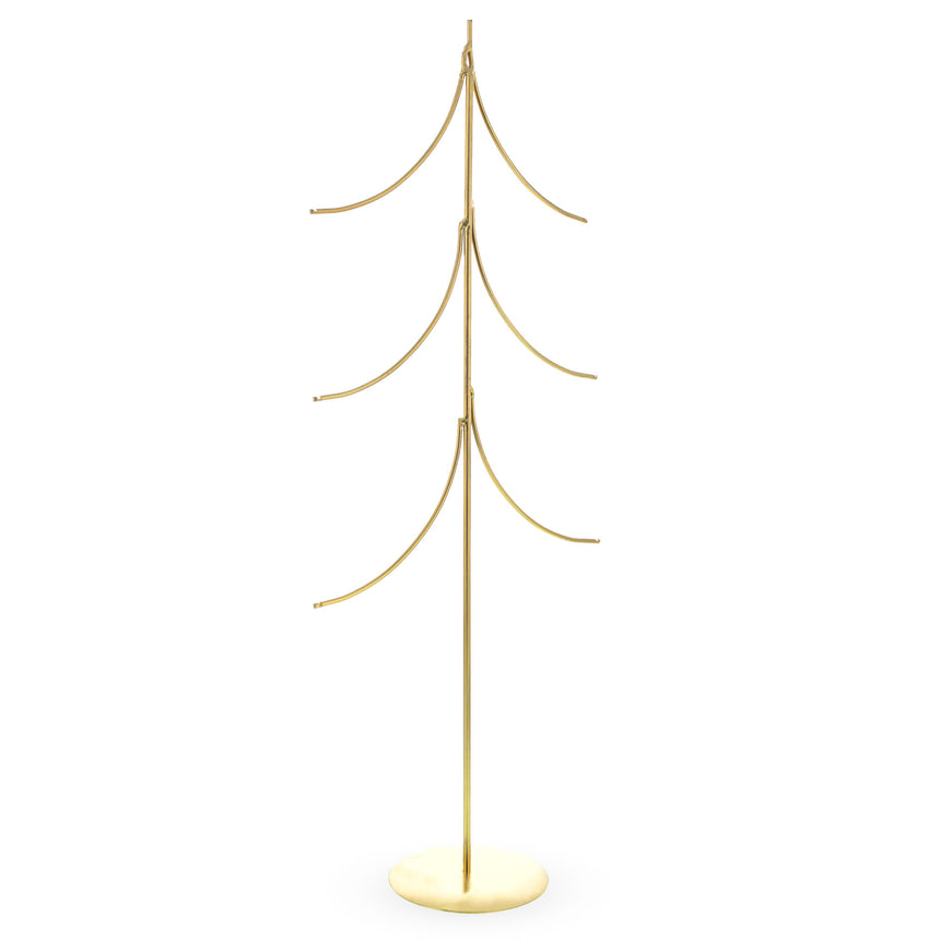 Metal Six Ornaments Tree Gold Metal Solid Round Base Ornament Display Stand 16 Inches in Gold color