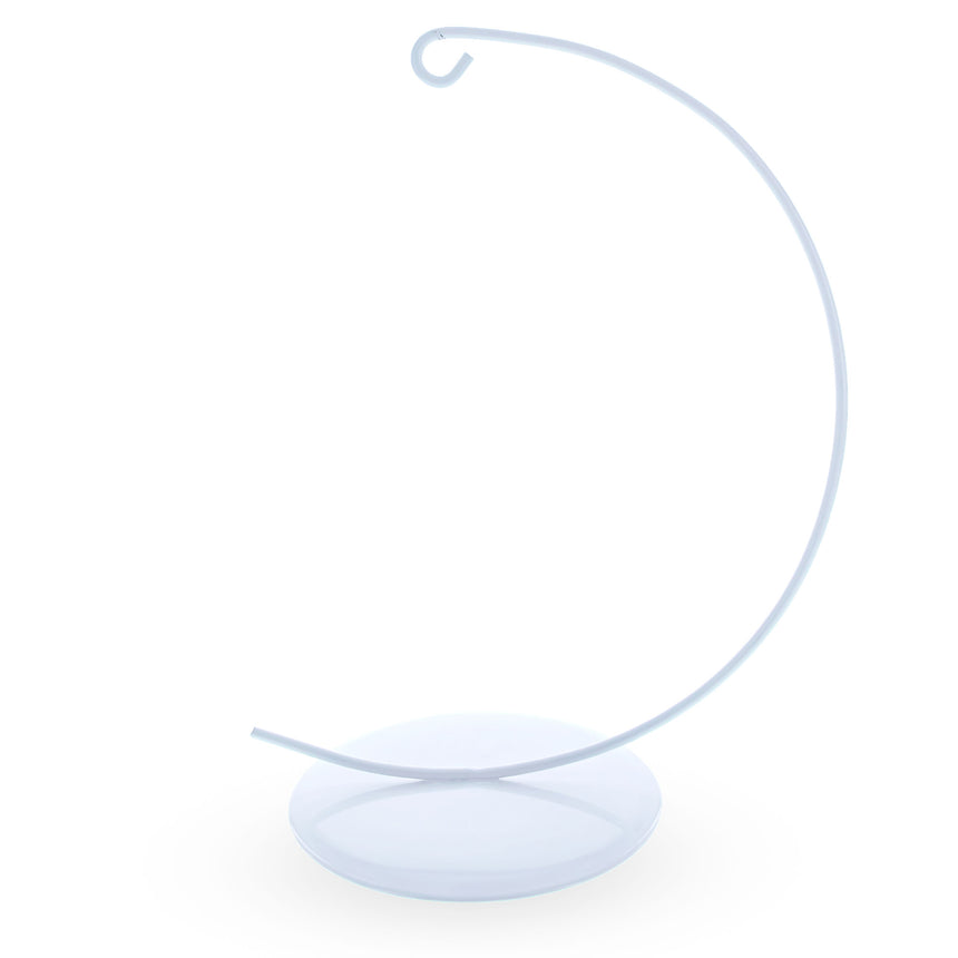 Metal White Curved Metal Solid Round Base Ornament Display Stand 5.9 Inches in White color