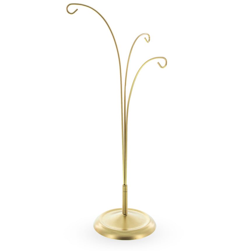 Metal Gold 3 Hands Metal Round Base Ornament Display Stand 11 Inches in Gold color