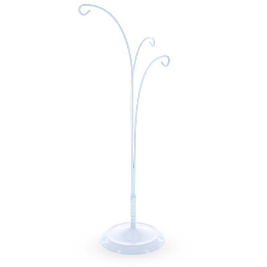 Metal White 3 Hands Metal Round Base Ornament Display Stand 11 Inches in White color