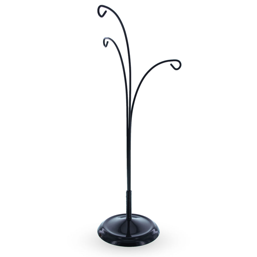 Metal Black 3 Hands Metal Round Base Ornament Display Stand 11 Inches in Black color