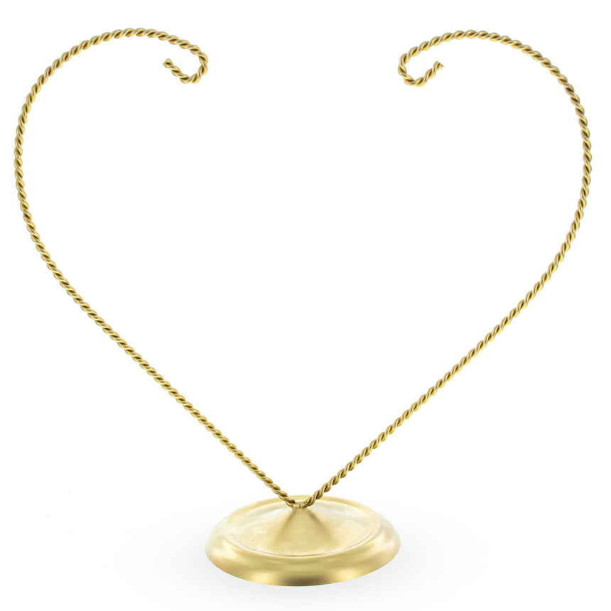 Metal Distand Double Heart Gold Metal Solid Round Base Ornament Display Stand 9 Inches in Gold color