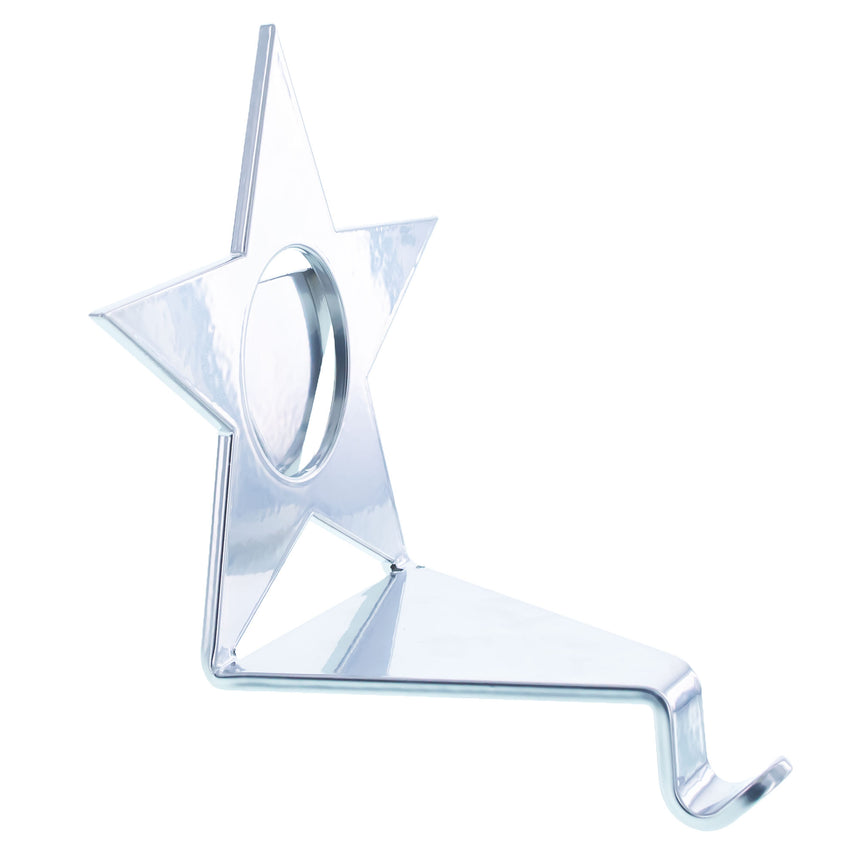 Metal Insert your Picture Star Shape Solid Silver Metal Christmas Stocking Holder in Silver color