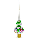 Glass Snowmen on White Artisan Hand Crafted Mouth Blown Glass Christmas Tree Topper 11 Inches in White color Triangle