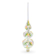 Glass Dimensional Pink and White Roses Bouquet on Double Ball Blown Glass Christmas Tree Topper 12.5 Inches in Beige color Triangle